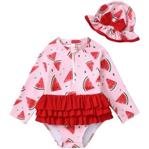 Newborn Baby Girl Swimsuit Toddler Bathing Suit One Piece Ruffle Short Sleeve Baby Swim Suit Infant Swimwear