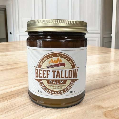 Beef Tallow Balm - 8 oz - Made in USA - Organic Grass Fed and Finished - Moisturizing Skin Care