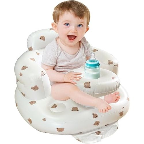 Little Angels Inflatable Seat with Tray for Toddlers 3-36 Months, Built-in Air Pump, Summer Baby Support Chair for Sitting Up