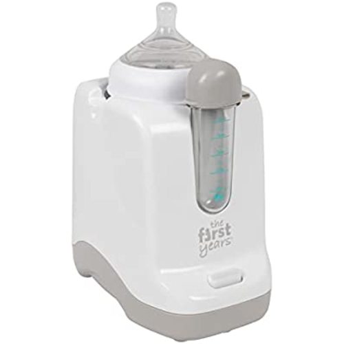 The First Years 2-in-1 Simple Serve Bottle Warmer | Quickly Warm Bottles of Breastmilk or Formula | Sanitize Pacifiers | Compact Design | Holds Wide Narrow and Angled Bottles
