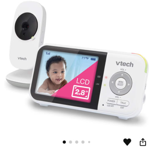 VTech VM819 Baby Monitor with Camera and Audio, 2.8” Screen Portable Baby Camera, Night Vision, 2-Way Audio, Temperature Sensor and Lullabies, Secure Transmission No WiFi, Ideal for Baby/Elderly/Pet