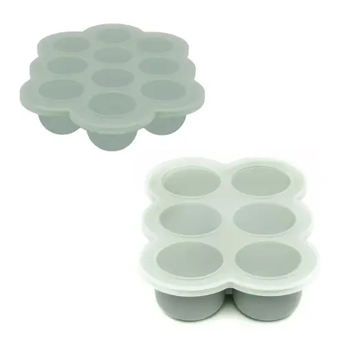 WeeSprout Silicone Baby Food Freezer Trays 2-Pack Bundle - Ten 1.5oz & Six 3oz Portions - Clip-on Lids - Homemade Purée & Breast Milk Storage