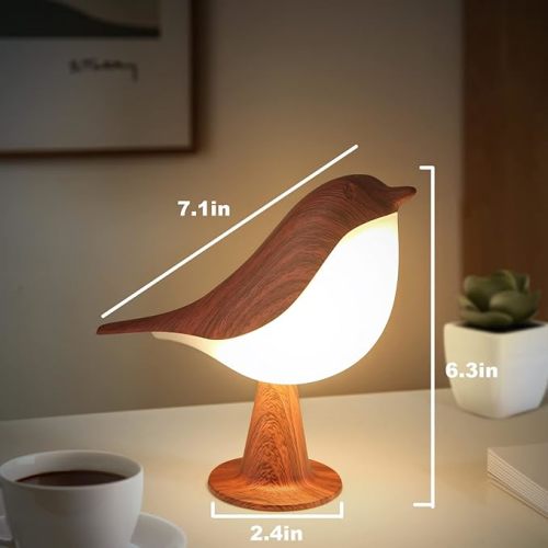 Small Bird Table Lamp, Cordless Bedside Lamps, Battery Operated Lamp with 3 Color Temperatures, Dimmable Bird Night Light, Touch Lamps for Nightstand, Rechargeable Outdoor Lights for Patio