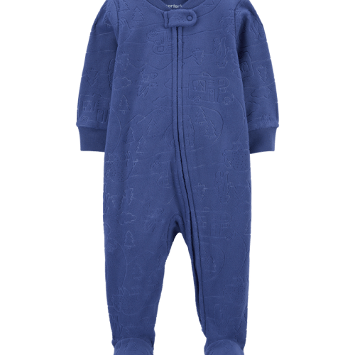 Blue Baby Camping Print Fleece Zip-Up Footie Sleeper Pyjamas | Carter’s Oshkosh Canada