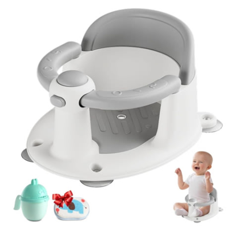 Baby Bath Seat for Babies 6 Months & up, Non-Slip Toddler Bath Seat for Baby & Newborn, Sit Up Bath Seat for Baby,Grey
