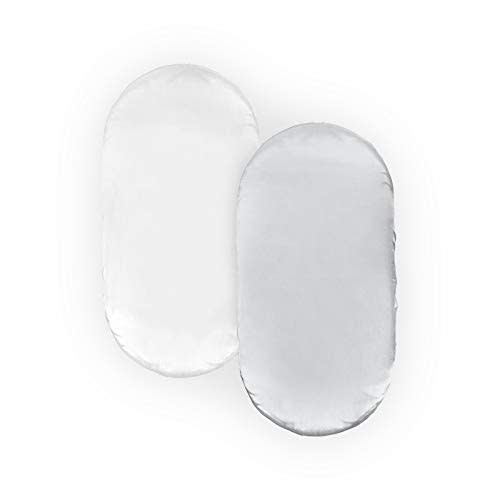 Pro Goleem Satin Bassinet Sheet 2 Pack Great for Baby Hair Soft Silk Feeling Sheet for Cradle or Bassinet Pad&Mattress for Boys and Girls Gift for Newborn and Infant White and Gray