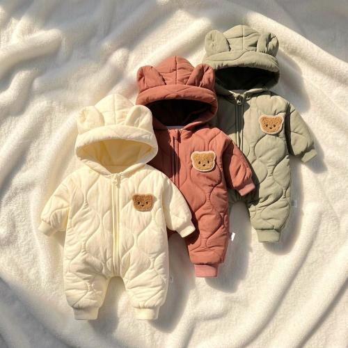 Baby Winter Outgoing Clothes Boys Girls One Body Outfit Autumn Winter Thickened Fleece Lined Warm Newborn Outerwear Cozy Gift