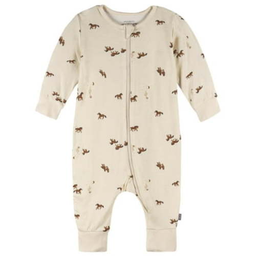 Modern Moments by Gerber Baby Neutral Super Soft Long Sleeve Coverall With Mitten Cuff, Sizes Newborn - 12 Months