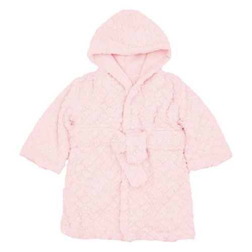 EVERYDAY KIDS Pink Baby Fleece Robe with Hood Cozy Hooded Bathrobe for Girls Ages 0-9 Months Soft, Warm, Lightweight Infant Sleepwear, Loungewear