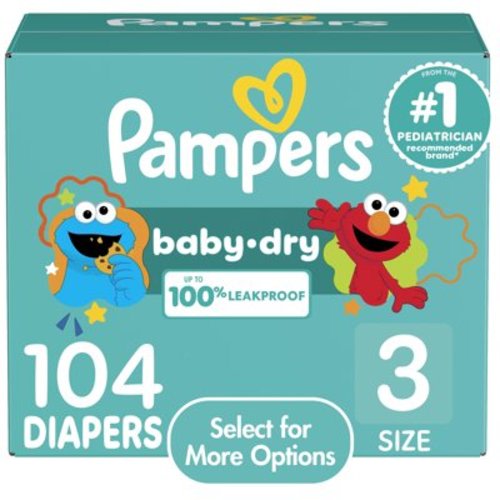 Pampers Baby Dry Baby Diapers Size 3, 104 Count (Select for More Options)
