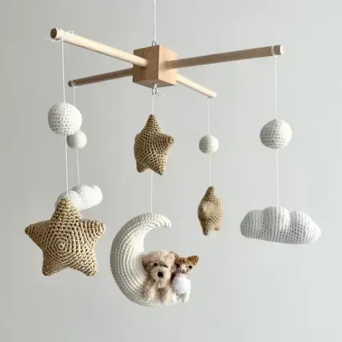 MY DOLLFY Pet Moon Brown | Custom Crochet Pet Nursery Baby Mobile – My Dollfy