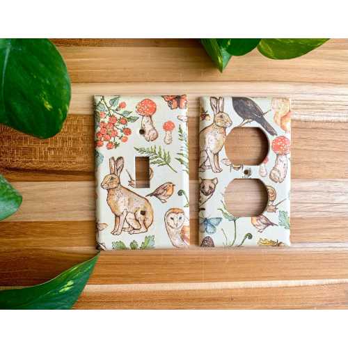 Woodland Enchanted Switch Plate Cover Wild Forest Animals Nursery Woodland Outlet Cover Woodland Nursery Mushroom Nursery Mushroom Decor
