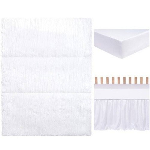 Trend Lab Simply White Baby Nursery Crib Bedding Set - 3pc