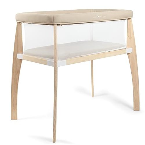 New Baby Delight Heirloom Willow Wooden Bassinet Bedside Sleeper (Organic Oat)