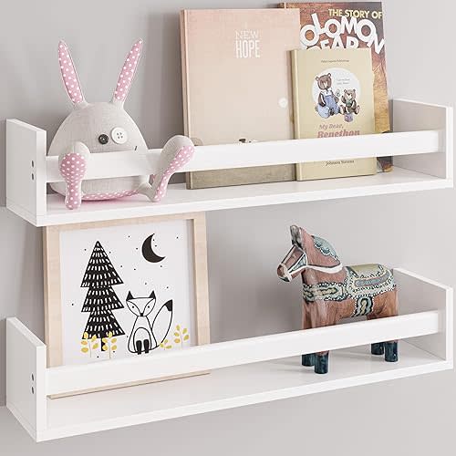 2 Wall Mount Bookshelves  23 Inch, White