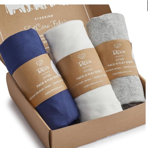 Graco Pack and Play Sheets Fitted – Compatible with Graco Pack n Play Playard Crib & Other 27 x 39 Inch Playpen Mattress, Buttery Soft Jersey Cotton Playard Sheets, Grey Navy Cloud, 3Pack