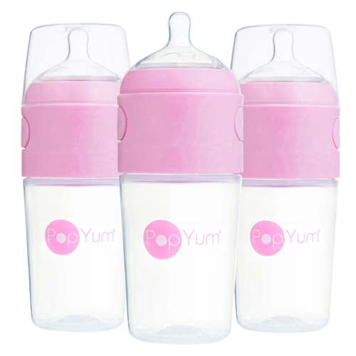 PopYum, Baby Bottle, 9 oz Anti-Colic Formula Making 3-Pack, Pink