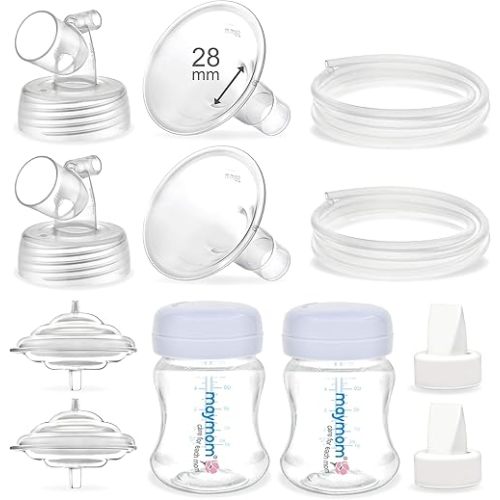 Maymom Pump Parts Compatible with Spectra S2 Accessories Spectra S1, Two-Piece Flange 28mm(Separable Shield and Connector) Not Original Spectra Pump Parts Spectra Flange Spectra Bottle Spectra Valve