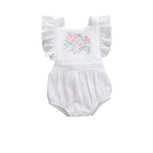 THEA Embroidered Ruffle Romper - Hazel & Bo