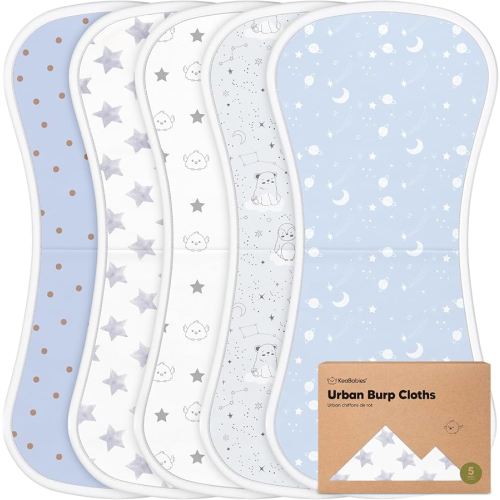 Organic Burp Cloths Baby Boy & Girl - 5-Pack Super Absorbent Cotton Burping Cloths for Babies, Soft & Plush Newborn Spit Up Rags, Infant Towels for Milk Spit Up, Unisex, Large 21" x 10"(Constellation)