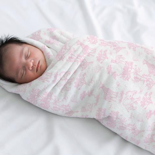 Safari Toile Baby Swaddle Chinoiserie Blanket Toile de Jouy Newborn Wrap Vintage French Country Heirloom Nursery Baby Shower Cozy Blanket