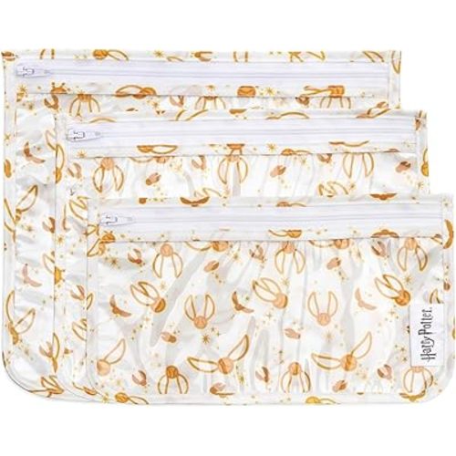 Bumkins Travel Bag, Toiletry, TSA Approved Pouch, Zip Bag, Quart Size Airline Compliant, Clear-Sided, Baby, Diaper Bag Organization, Makeup, Accessories, Packing, Set of 3 Sizes, Harry Potter