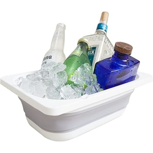 Beright Collapsible Storage Bin, Wash Basin Folding Dish Tub Sink, Space Saving for Dishing, Fruit, and Camping, Hiking and Home, 1 Pack, Grey, Small