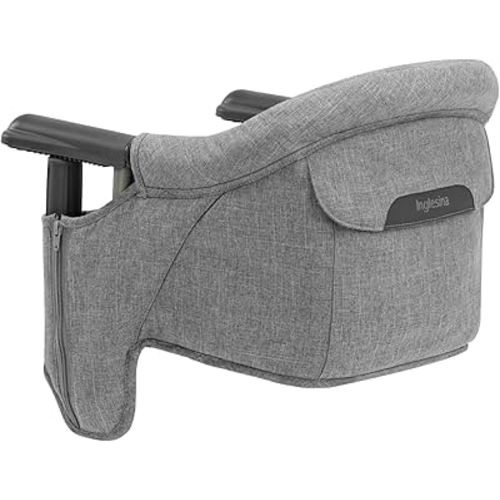Inglesina Fast Table Chair, Stone Gray Melange - Portable High Chair for Baby & Toddlers 6-36 Months - Fits Tables 0.8'' - 3.5'' - Collapsible and Compact Design Space Saving - Travel Bag Included