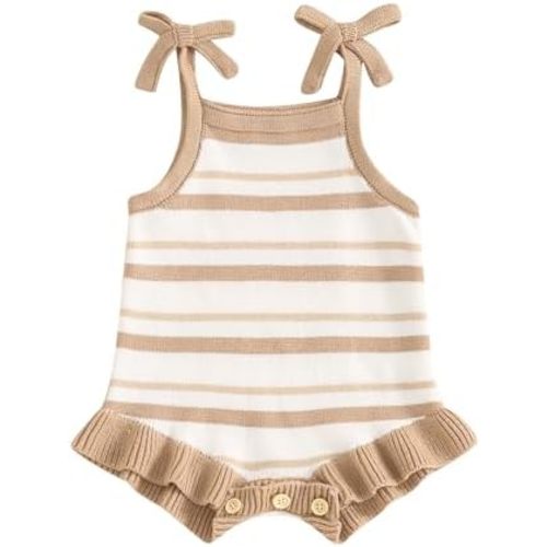 Newborn Baby Girl Knit Overall Sleeveless Strap Halter Sweater Romper One Piece Bodysuit Jumpsuit Summer Clothes