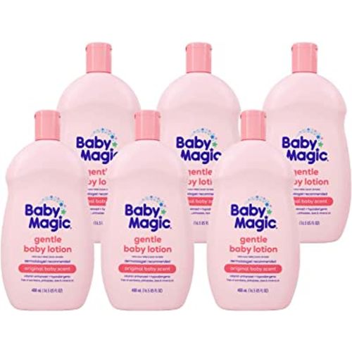 Baby Magic Gentle Baby Lotion | 16.5 Fl Oz (Pack of 6) | Vitamins & Aloe, Pink (705544), Original Baby Scent