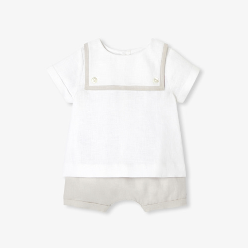 Jacadi | Antoine Baby Boy Linen Shorts Set | White | 6M