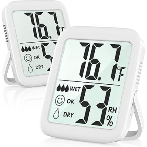 Antonki 2 Pack Room Thermometer for Home, Hygrometer Indoor Humidity Meter Gauge, Digital Temperature and Humidity Sensor Monitor for House, Terrarium, Incubator, Greenhouse - Battery Included