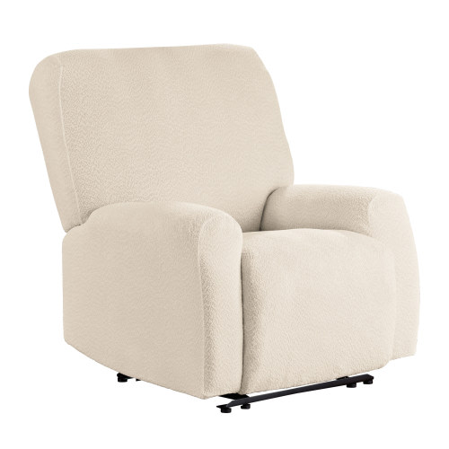 Mainstays Boucle Stretch-to-Fit Fabric Recliner Slipcover, 4-Piece, Beige
