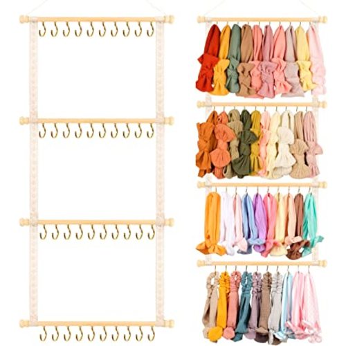 POVETIRE Headband Holder Head Bands Organizer for Girls, Baby Headbands Hair Accessories Organizer Storage Wall Hanging Decor for Nursery Toddler Girls Room