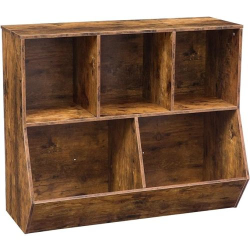 Kids Bookcase Toy Storage Shelf Cabinet for Children's Room, Rustic Brown