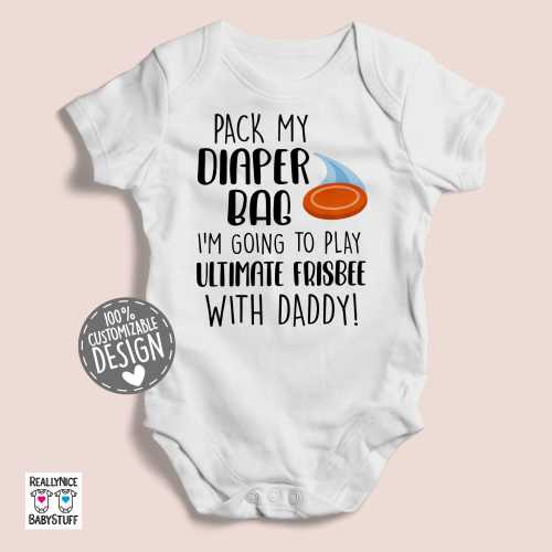 Ultimate Frisbee Baby Bodysuit | Pack Diaper Bag Ultimate Frisbee With Daddy, Adorable Disc Sports Lover One Piece Romper Baby Shower Gift
