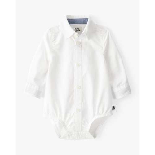 Baby Boy Button-Front Long Sleeve Bodysuit - White - OshKosh B'gosh | Carter's