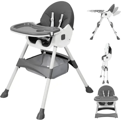 Baby High Chair, 6 in 1 Convertible High Chairs for Babies and Toddlers with 5-Point Safety Harness,Foldable High Chair for Space-Saving, Adjustable Dining Tray,Backrest & Height,Easy to Clean Surface