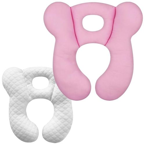Baby Travel Pillow, Upgrade U-Shape Infant Pillow for Car Seat Pushchair and Stroller, Soft Comfortable Sleep Cushion for Kids Newborn and Toddler -Pink