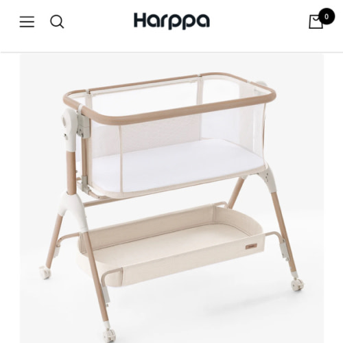 HARPPA Cuddly Signature | 3-in-1 Rocking Baby Bassinet & Bedside Sleeper with Anti-Reflux Mattress for Newborns | Attaches to Bed, Adjustable Height, Tool-Free Setup, Portable Wheels, CPSC Certified, Gentle Rocking Motion | Ideal for Infants, Safe Co-Slee