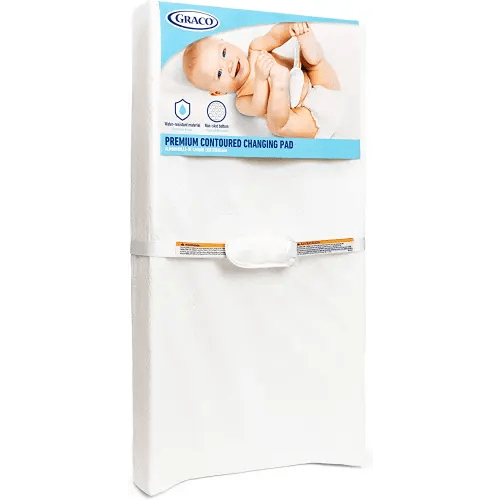 Graco Premium Contoured Changing Pad – GREENGUARD Gold Certified, Water-Resistant, Ultra-Soft Buckle Cover, Contoured Baby Changing Pad, Fits Most Standard-Size Changing Toppers, Non-Skid Bottom