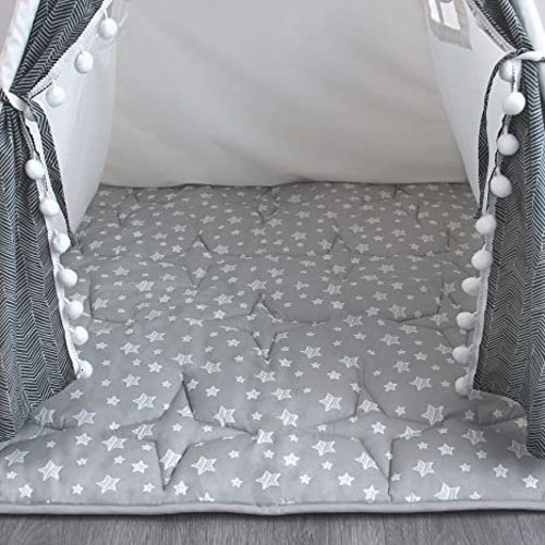 Teepee Play Tent Mat, Square Padded Mat for Playtent, Anti Slip Baby Quilted Activity Mat for Boys and Girls, Toddlers and Kids Playtime