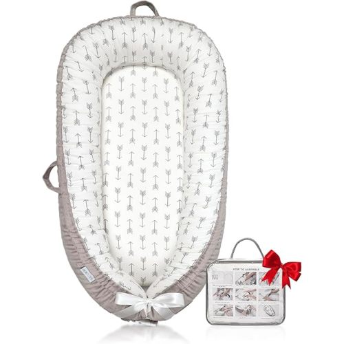 Baby Lounger | Organic Cotton Infant Lounger | Reversible, Adjustable & Portable Floor Lounger | Soft, Breathable, Washable Cover