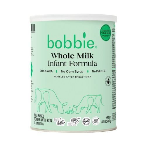 Bobbie Grass Fed Whole Milk Infant Powdered Formula - 14oz: Organic Certified, Kosher, Halal, Iron Fortified