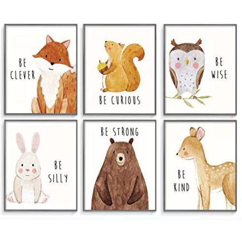 Woodland Nursery Decor, Nursery Wall Art, Woodland Decor, Baby Wall Decor, Nursery Wall Decor, Woodland Nursery Decor for Boys, Baby Animal Pictures for Nursery, Set of 6 – 8x10"