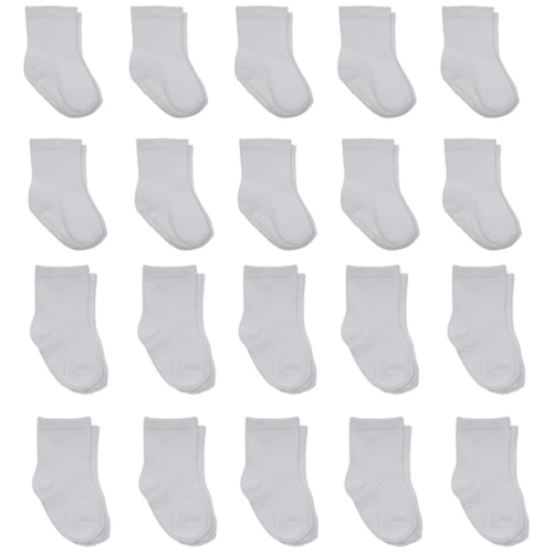 Little Me 20-Pack Newborn Baby Infant & Toddler Unisex Socks, 0-12/12-24 Months, Assorted Size Pack, White