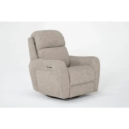 Galena Linen Beige Nursery Power Swivel Glider Recliner with Power Headrest Built-In Battery & USB | Rocker | Living Spaces