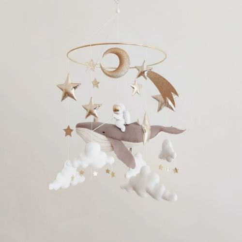 Space Baby Mobile Boy Grey Whale Mobile for Nursery Gender - Etsy