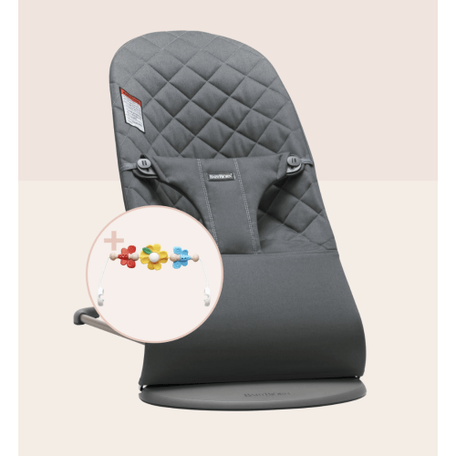 (Color: Anthracite, Cotton – Classic Quilt) BabyBjörn Bouncer Bundle with Toy