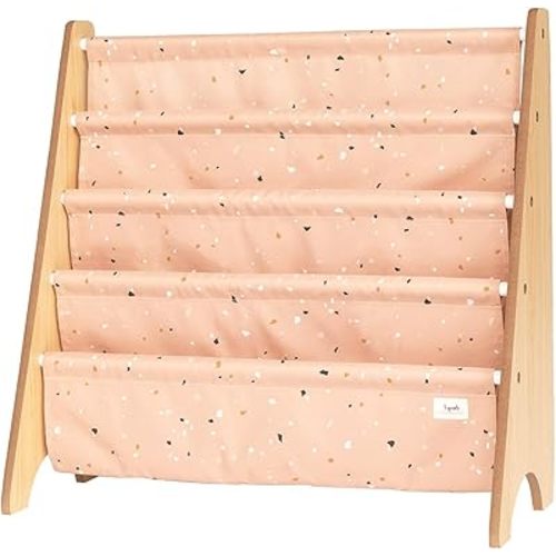 3 Sprouts Recycled Fabric Kids Bookshelf – Kids & Toddler Book Rack for Book Storage – Children's Bookcase Display for Nursery, Playroom or Kids Room in Terrazzo Clay Ages 3+